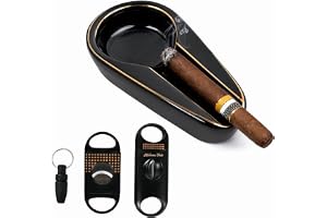 Cigarenaskfat och trimmer keramiskt cigarraskfat | Inklusive V-formad trimmer, guillotintrimmer och cigarrklippare. En snygg present till män, perfekt för kontoret