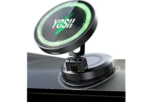 ‎YOSH YOSH Uchwyt do ładowarki samochodowej dla MagSafe, bezprzewodowa ładowarka samochodowa 15 W z magnesami N55, magnetyczny uchwyt samochodowy na telefon iPhone 17/16/15/14/13/12 i etui dla MagSafe
