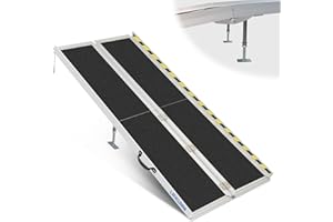 ‎LIEKUMM LIEKUMM Rollstuhlrampe 243 cm, 300 kg Tragkraft Aluminium Auffahrrampe rutschfest, Rollstuhlrampe für Treppen, Tragbare Rampe für Rollstuhl, Türschwellen, Zuhause