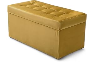 MG Design Polsterhocker 45 x 90 cm Gelb mit Stauraum (ca. 100 L), belastbar bis 300 kg, sofort einsatzbereit & pflegeleicht – für Wohnzimmer, Schlafzimmer & Flur