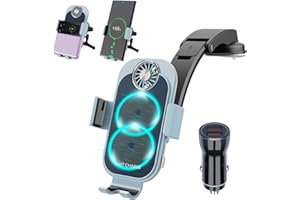 Olycism 15W Qi Fast Wireless Charger Auto Handyhalterung Mit Ladefunktion Doppelspule Automatischer Induktion Kabellose Kfz-Ladegeräte Lüftung für Samsung Galaxy Z Flip 5/4/3/2 i-Phone Huawei Grau