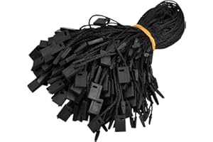 HEAVENLIFE 1000 Piezas Cuerda para Colgar Etiquetas, Cadena de Etiqueta Colgante, Etiquetas de Precios Desechables con Cerradura Cierre para Ropa Joyas Equipaje y Productos de Seguridad, 17 cm (Negro)