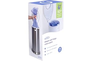Ubbi Disposable Diaper Pail Bags, Value Pack, 75 Count, Large Disposal Bags, 49.2 Liters