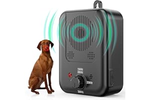 SUUWEE 33 FT Stop Dog Barking Device, 3 Modes Waterproof Ultrasonic Dog Barking Deterrent Device Humane Safe Bark Box Gentle Dog Control Barking Training Tool for Most Dogs.