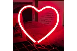 JEMESI Red Heart Neon Sign, LED Light 3-AA Battery Operated or USB Powered Decorations Lamp, for Girl's Room Dorm Wedding Anniversary Valentine’s Day Mother’s Day Birthday Party Home Décor