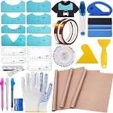 QUKLOGEN 68 Pieces Sublimation T-Shirt Tool Set, Teflon Sheet for Transfer Press, T-Shirt Ruler Guide Alignment for Sewing Ac
