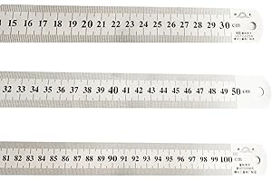HD BRICO acciaio inox righello Inossidabile 30 cm 50 cm 100 cm Righelli in Metallo Doppio Righello 3 pezzi Set per ufficio/Ingegneria/casa/Insegnament