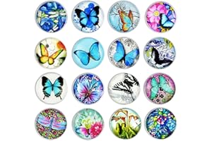 Cosylove 16 Kühlschrankmagnete mit Blume, Kristallglas, Kühlschrankmagnete für Büroschränke/Whiteboards, Fotos, schöne dekorative Magnete für Zuhause, Dekorieren Butterfly and Tree