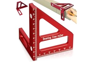 WIYETY Transportador Cuadrado para Carpintería: Regla de Medición Multiángulo 3D de Aleación de Aluminio, Regla Triangular Inglete, Transportador Cuadrado de Carpintería para Ingenieros Carpinteros