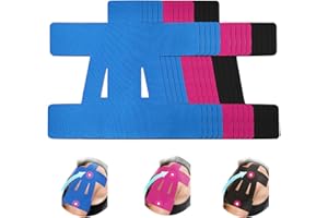 GTAGKOMMEN 12 pcs tape kinesiologie Shoulders,bande kinesiologie Pre-Cut Shoulders,Waterproof, breathable, hypoallergenic kinesio tape,avec un adhésif durable qui tient pendant 4 à 7 jours(Noir + Bleu + Rose)