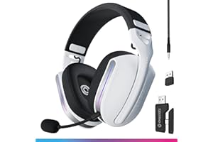 Oniverse Casque Gaming sans Fil Compatible PS5 PS4 Switch PC Mobile, Casque Gamer léger LED Faible Latence 2.4GHz ou Bluetooth, Batterie 33h, Son virtuel 7.1, Double Micro - Polaris (Blanc)