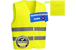 LiveLaif® - 1 Chaleco Reflectante Homologado + 1 Bolsa a Juego | TallaUnica, Unisex | Chaleco Coche Homologado DGT | Chaleco Running, Chaleco Trabajo, Chaleco Reflectante Moto (Amarillo)