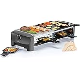Princess Raclette Grill/Steingrill für bis zu 8 Personen – mit 8 Pfännchen und regelbarem Thermostat, 162820 01.162820.01.001