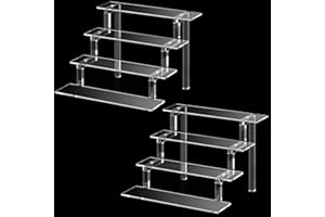 Janaden Présentoir Acrylique Transparent, Support de Présentoir à 4 Niveaux pour Figurines POP, Amiibos, Etagères de Parfums, Etagères à Escalier Organisateur Décoration (22.8x24.77x16.98cm)