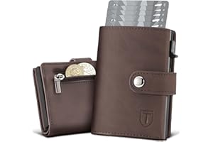 TENBST Portafoglio Uomo Slim Piccolo | Porta Carte di Credito Uomo in Pelle | Portacarte Uomo | Portatessere Protezione RFID con Portamonete | Idea Regalo