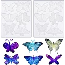 Molain Schmetterling Silikonform Set – 6 Verschiedene 3D-Formen | Für Harz, Gips, Kerzen | DIY Schmuck & Deko