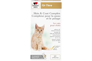 Doppelherz Complexe pour la Peau et Le Pelage pour Chats, Soutien de la Fonction dermique en Cas de dermatose et de dépilation, Acides Gras oméga-3 et oméga-6, Biotine, Vitamines B, E et A - 25 Licks