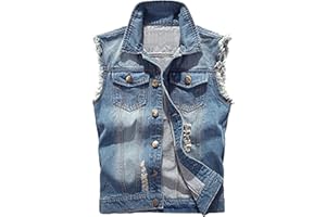 MERCIY Herren Beiläufiger Denim Weste Jacke Klassische ärmel Dünne Jacken