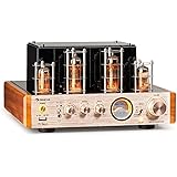 AUNA Amp VT Amplificateur Hi-FI à Lampes 2x35 W RMS, Amplificateur stéréo BT Opt./Coax./AUX-in, Amplificateur, Champagne