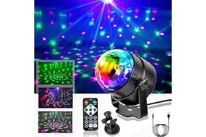 ‎LOVUMMOR Discokugel, LOVUMMOR 360° Rotierende Musikgesteuerte Discolicht Partylicht mit Fernbedienung, Saugnapfhalterung, Disco Licht Diskokugel Diskolichteffekt für Party/Weihnachten/Halloween/Kinder/Hochzeit