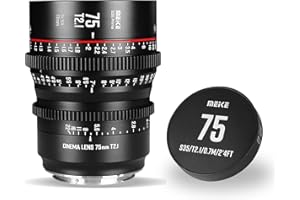 MEKE Objectif Cinema 75mm T2.1 Super 35 Prime pour Appareil Photo EF-Mount Cine, Compatible avec Canon C200 C300 II, Red Komodo, BMPCC 6K, Z CAM E2-S6 BMPCC 6K Pro