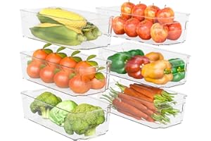 KICHLY Organizadores para la despensa - Juego de 6 -Compartimentos de almacenamiento para la cocina, despensa, armarios, encimeras y refrigerador - sin BPA (Transparente)