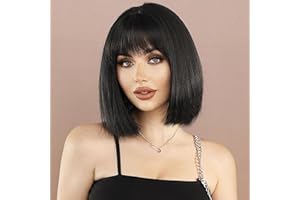 COLORFUL PANDA Colorfulpanda Parrucca da donna parrucca caschetto nero corto, colore nero naturale, resistente al calore,capelli sintetici, da donna bambini