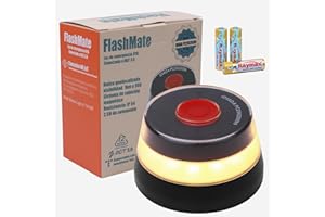 Azhien Luz Emergencia Coche Homologado DGT |Baliza V16 Homologada DGT con Geolocalización | Luz avería coche [Visibilidad 1 Km] Baliza V16 con GPS,1 Unidad（3 Pilas AA Incluidas）