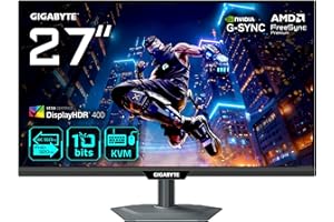 GIGABYTE M27UP 27” 4K UHD Gaming Monitor - Dual Mode (4K 160Hz or FHD 320Hz), 3840 x 2160, 1ms, 350 cd/m², FreeSync Premium, DisplayHDR400, HDMI 2.1, Displayport 1.4