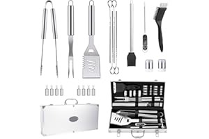 Aotono 21pcs Ustensiles pour Barbecue, Premium Accessoires Barbecue, Ensembles d'ustensiles pour Barbecue, Kit Barbecue, Cadeau de Grill Parfait pour Homme et Papa