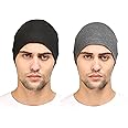 HUNTSMANS ERA Cotton Poly Blend Skull Cap for Men and Women/Helmet Cap/Multipurpose Running, Jogging Outdoor Skull Cap (Black and Dark Grey)