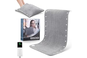 AOFESEL Extra Grande Termoforo Elettrico con 9 Impostazioni di Calore e Timer, Riscaldamento Rapido Cuscino Termico Elettrico per Schiena Spalle Cervicale, Lavabile (Grigio Scuro, 84 x 43 cm)