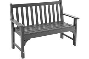 ‎COSTWAY COSTWAY Gartenbank wetterfest, 2-Sitzer Sitzbank bis 320kg belastbar, Allwetter-Parkbank aus HDPE, Terrassenbank für Garten, Balkon und Terrasse, 126 x 60 x 90 cm, Grau