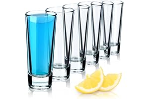 KADAX Kieliszki do wódki, zestaw kieliszków do shotów ze szkła sodowo-wapniowego, nadają się do mycia w zmywarce, szklanki do likieru, wódki z grubym dnem do whisky, tequili, wódki (przezroczyste, 6