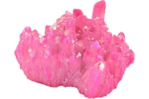Shanxing Fuchsia Titanium Coated Crystal Cluster Specimen,Healing Reiki Energy Natural Gemstone Figurine Home Decor 1"-2"
