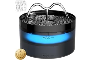 DOOOB Fontaine a Eau Chat 2.1L, Fontaine à Eau Chat avec Lampe à LED et Pompe Ultra-Silencieuse, Distributeur Fontaine a Eau pour Chien, 3 Filtres & 3 Éponges Inclus