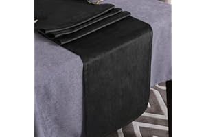 WAITER TREE Table Runner for Dining Table 35x180 cm, Washable Velvet Dresser Scarf Luxury Rustic Farmhouse Table Runners for Home Dining Coffee Table - Black