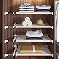 U-HOOME Adjustable Storage Rack Expandable Separator Shelf for Wardrobe, Cupboard, Bookcase Compartment Collecting
