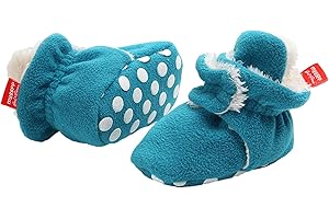 EDOTON Unisex Newborn Winter Boots Warm Stripe Bootie Non-Slip Sole Soft Stay On Ajustable Bootie Sock