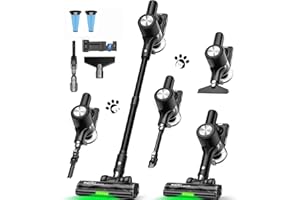 SUXIANGVAC Aspirapolvere a batteria 48 KPa/500 W/55 Mins, senza fili con stazione di ricarica a parete, display a LED, spazzola anti-groviglio, per peli di animali domestici, tappeti/pavimenti duri