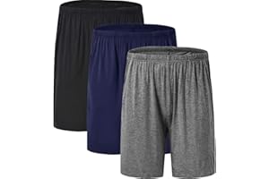 JINSHI Homme Bas de Pyjama Vêtements de Nuit Élastique Court Pantalon Shorts Modal avec Poches