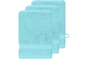 SENSEI LA MAISON DU COTON Sensei Maison - Lot de 3 Gants de Toilette 550 g/m² Luxury - 16x22 cm - Bleu Turquoise