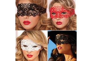 Dusenly 4pcs Masquerade Costume Mask Half Face Sexy Lace Masks for Men Women Party Ball Fancy Dress Halloween Mask