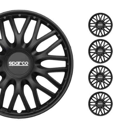 Sparco Enjoliveurs Roma 13 Pouces Argent/Noir – Set 4 Pièces, Look Sportif Facile à Poser