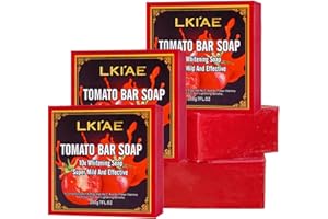 AILKE BOOST LUSTER LKIAE Lot de 5 barres de savon blanchissantes naturelles à la tomate, nettoie en profondeur la peau et les résidus de maquillage, contrôle de l'huile, éclaircissant, élimine les taches brunes avec de