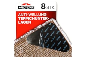 ‎X-PROTECTOR X-Protector Antirutschunterlage für Teppich - 8 Stück - Prämie Antirutschmatte - Schwarze Antirutsch Pads - Ideal für Teppiche - Zähe Teppichunterlage