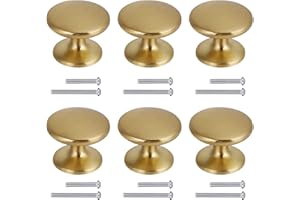BIGLUFU Boutons de Porte Rond Boutons de Tiroir 27mm Poignées de Meuble pour Placard Armoire Cuisine (6, or)