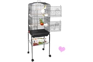 YIZHE Jaulas para pájaros, Metal, Grandes,Jaulas para Aves,Exterior,Portátil con 4 Ruedas giratorias de 360° Soporte Desmontable(46 * 35.3 * 150.6cm)