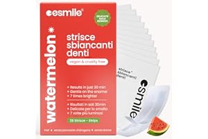 ESMILE 28 Strisce Sbiancanti Denti a Frutta a gusto Anguria,Trattamento Professionale a Casa, Rapido e Sicuro, 14 Trattamenti per la tua Igiene Orale