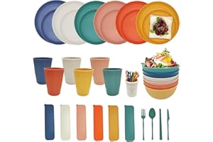 YEEBECA 67 Teiliges Camping Geschirr, Geschirr Set für 6 Personen BPA-Freies, Das Outdoor Geschirr Set in 6 Farben Eignet Sich für Familienessen, Picknick und Camping.
